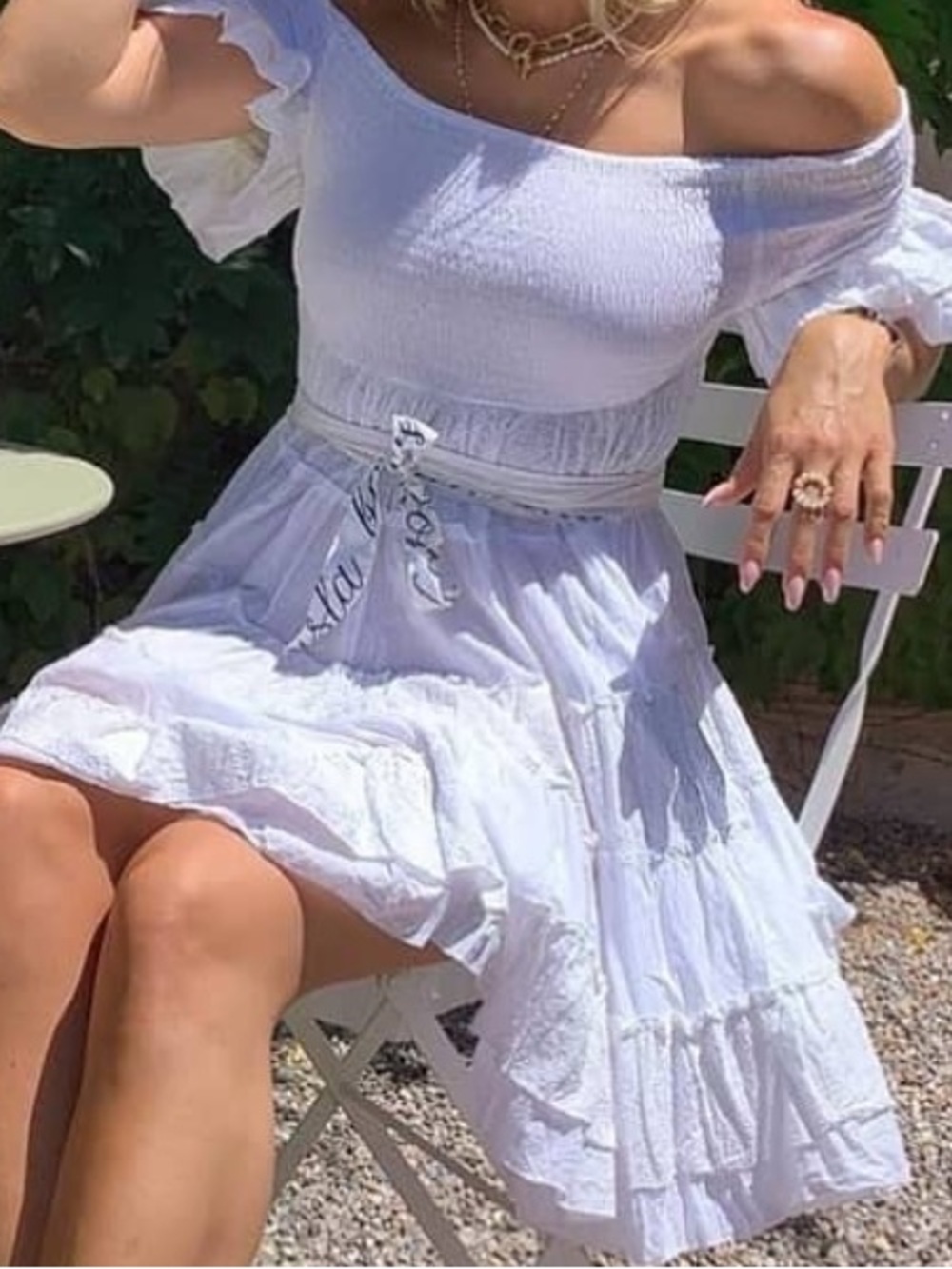 White Off-Shoulder Summer Dress